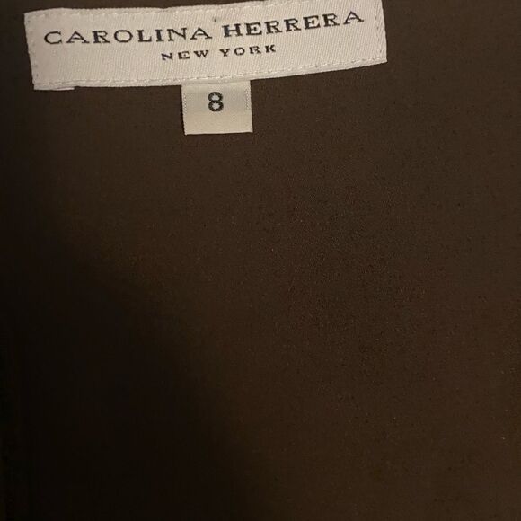 Carolina Herrera Brown Bell Sleeve Silk Scoop Neck Blouse - Picture 5 of 7